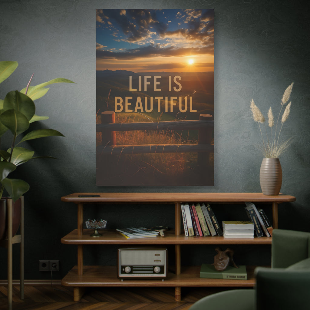 Inspirational Canvas Wall Art | Life is Beautiful | Home Decor, Motivational Art, Nature Print, Gift for Friends, Wall Decor