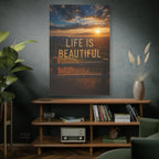 Inspirational Canvas Wall Art | Life is Beautiful | Home Decor, Motivational Art, Nature Print, Gift for Friends, Wall Decor