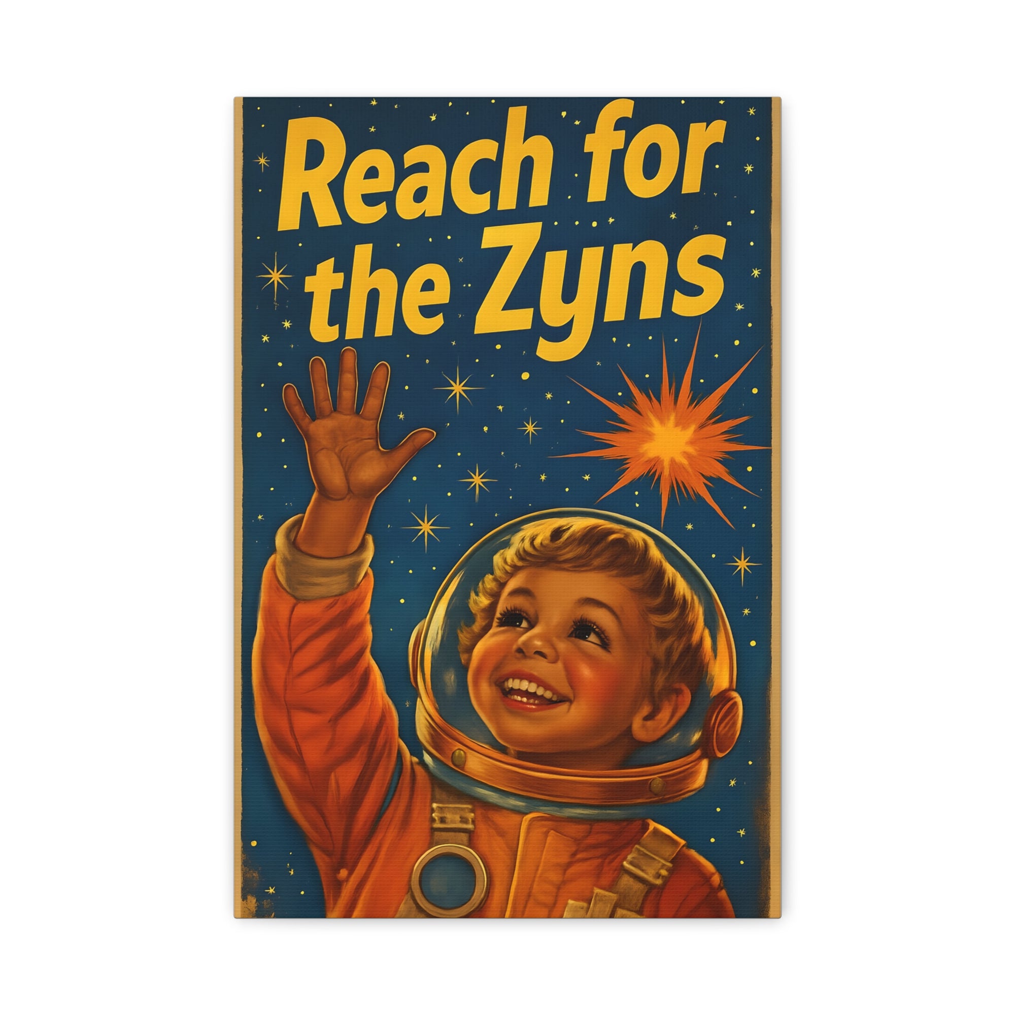 Vintage College Degenerate Art Canvas Print, Astronaut Kid Wall Decor, Retro Art, Gift for College Room Decoration