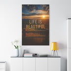 Inspirational Canvas Wall Art | Life is Beautiful | Home Decor, Motivational Art, Nature Print, Gift for Friends, Wall Decor