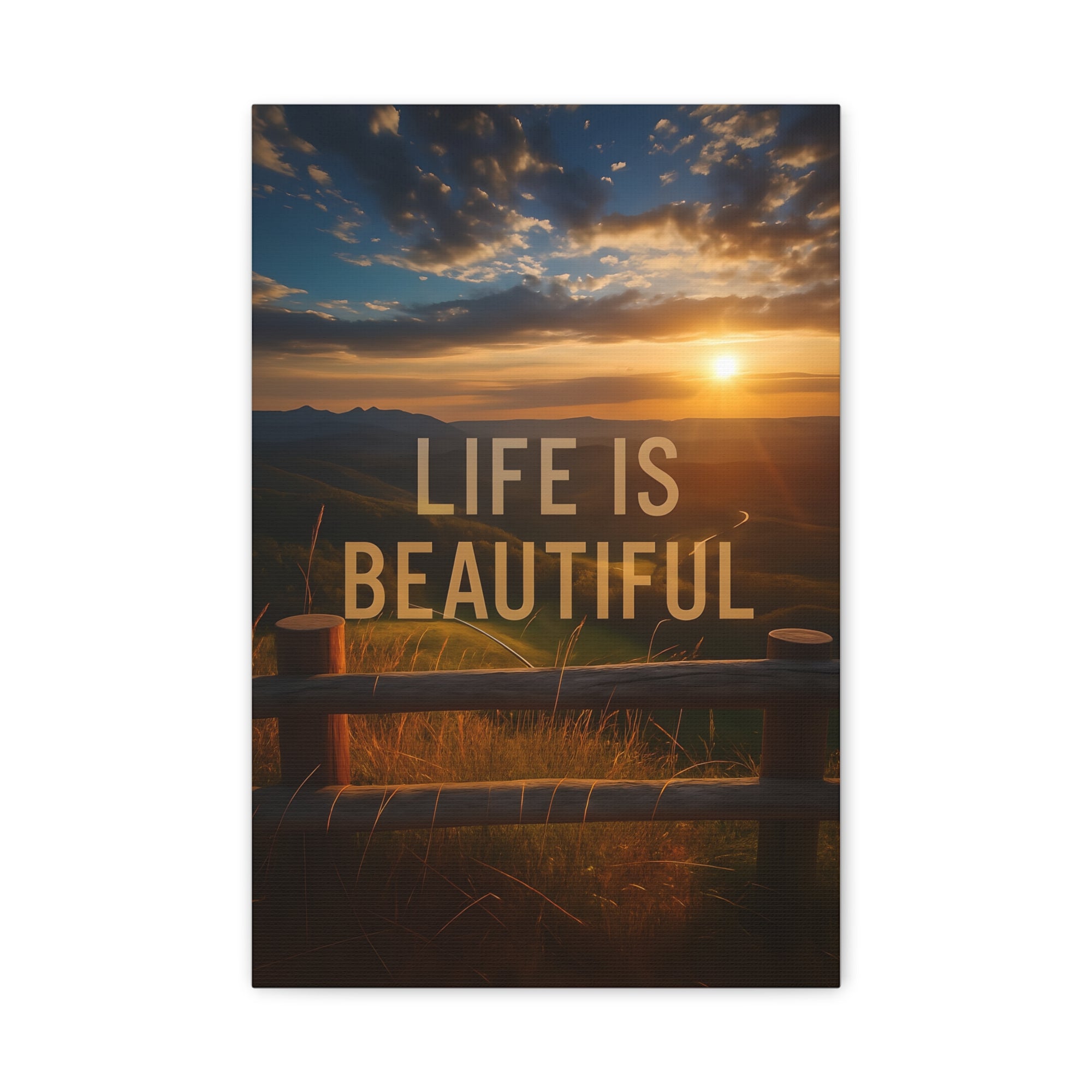Inspirational Canvas Wall Art | Life is Beautiful | Home Decor, Motivational Art, Nature Print, Gift for Friends, Wall Decor
