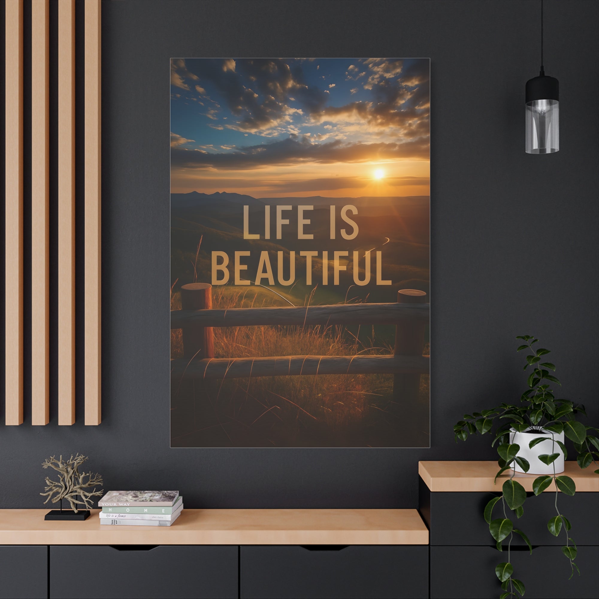 Inspirational Canvas Wall Art | Life is Beautiful | Home Decor, Motivational Art, Nature Print, Gift for Friends, Wall Decor