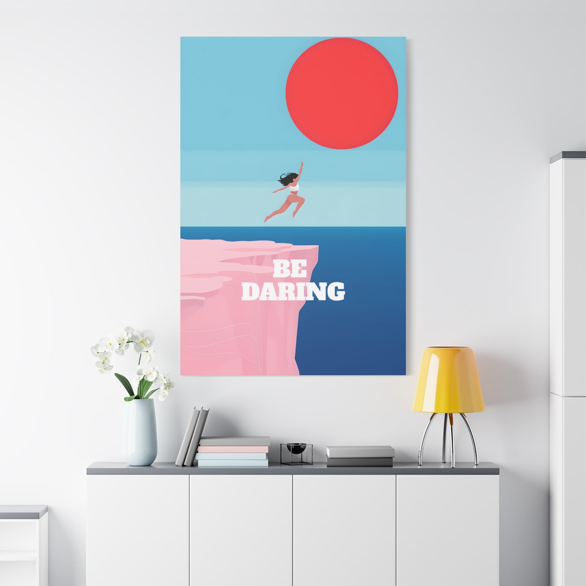 Daring Canvas Art, Motivational Wall Decor, Inspirational Home Accent, Modern Stretched Canvas, Gift for Adventurers, Be Daring Quote Art