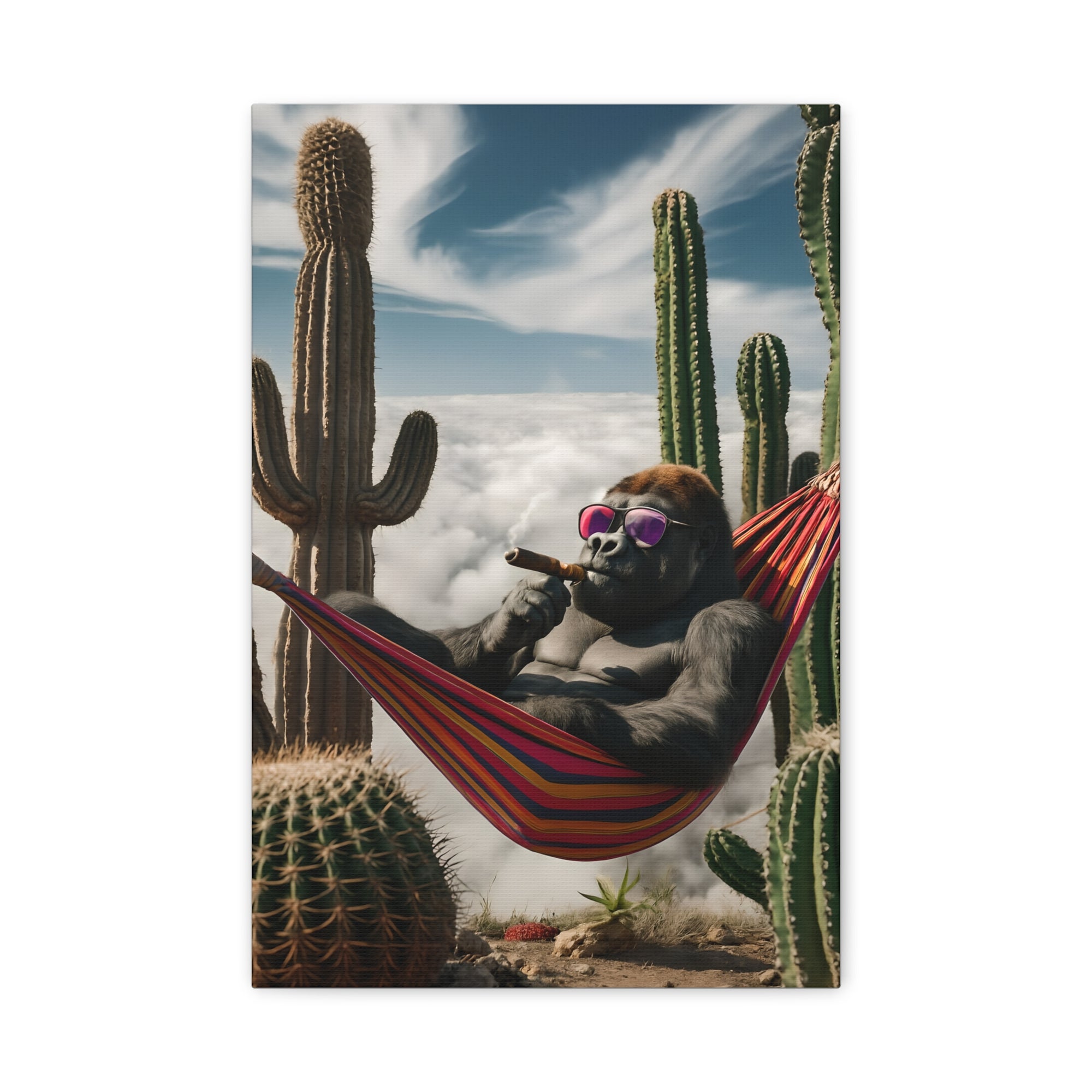 Chill Vibes Gorilla Canvas, Relaxed Gorilla Art, Fun Wall Decor, Jungle Themed Gift, Trendy Home Art