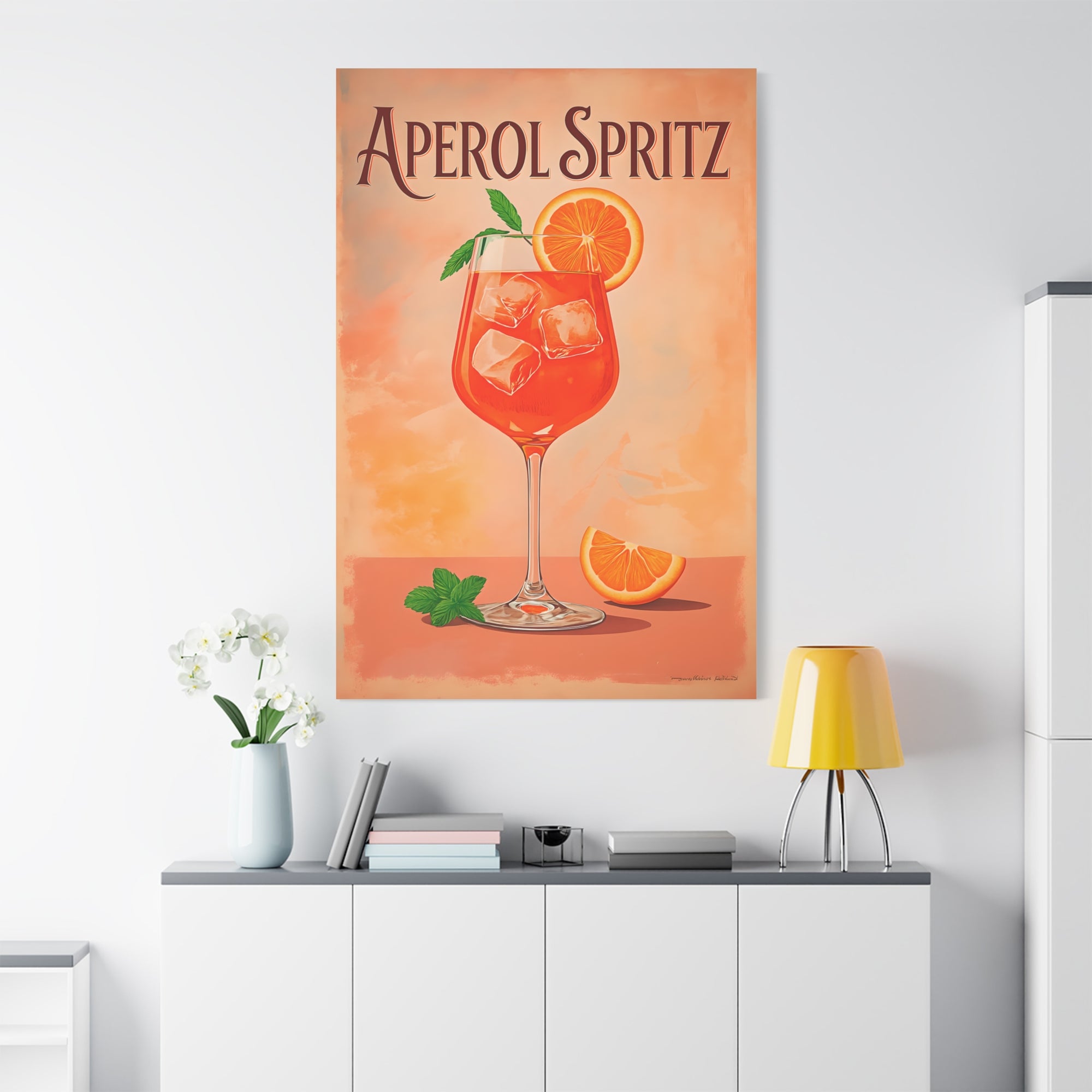 Aperol Spritz Canvas Art, Vibrant Wall Decor for Cocktail Lovers, Perfect for Home Bars, Summer Parties, Unique Gift Idea