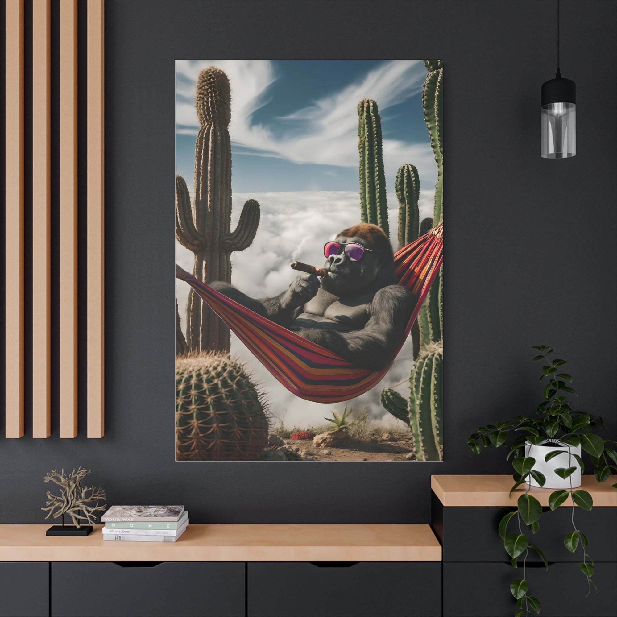 Chill Vibes Gorilla Canvas, Relaxed Gorilla Art, Fun Wall Decor, Jungle Themed Gift, Trendy Home Art