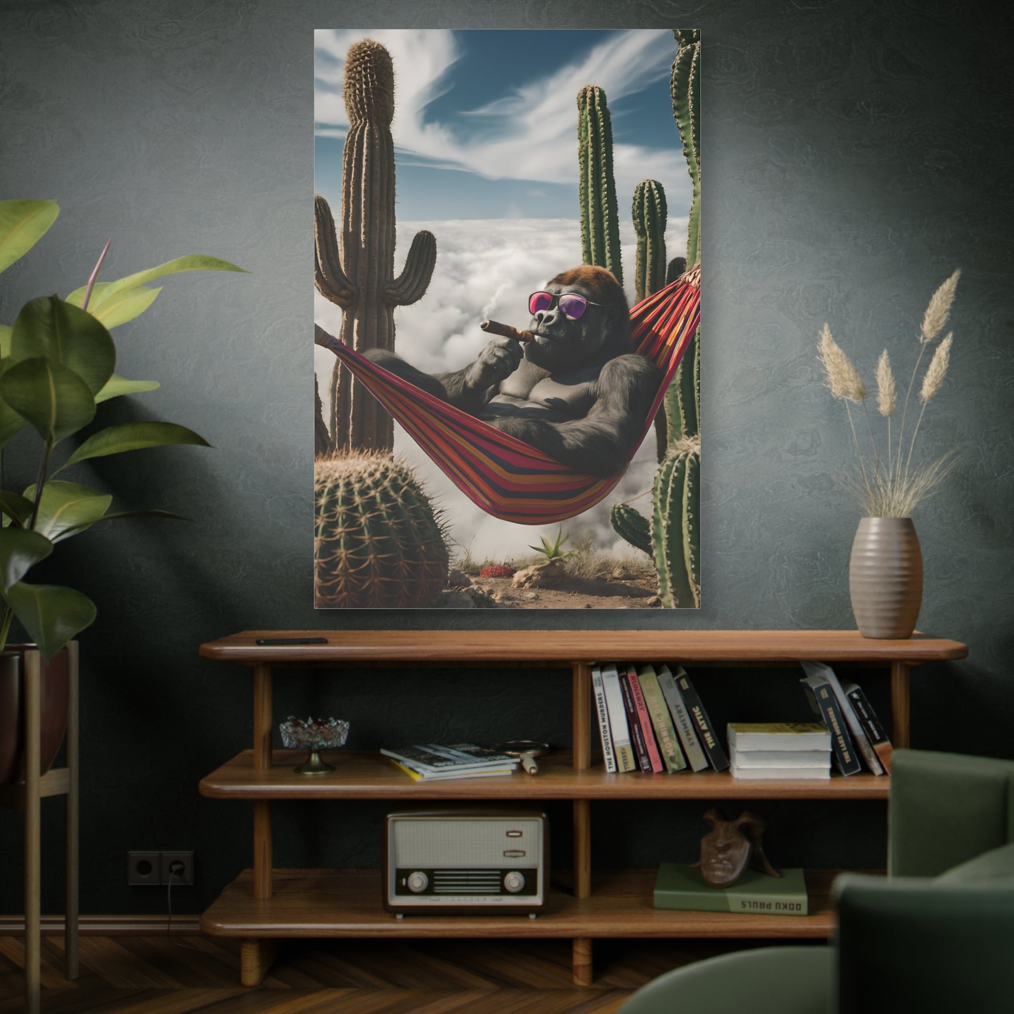 Chill Vibes Gorilla Canvas, Relaxed Gorilla Art, Fun Wall Decor, Jungle Themed Gift, Trendy Home Art