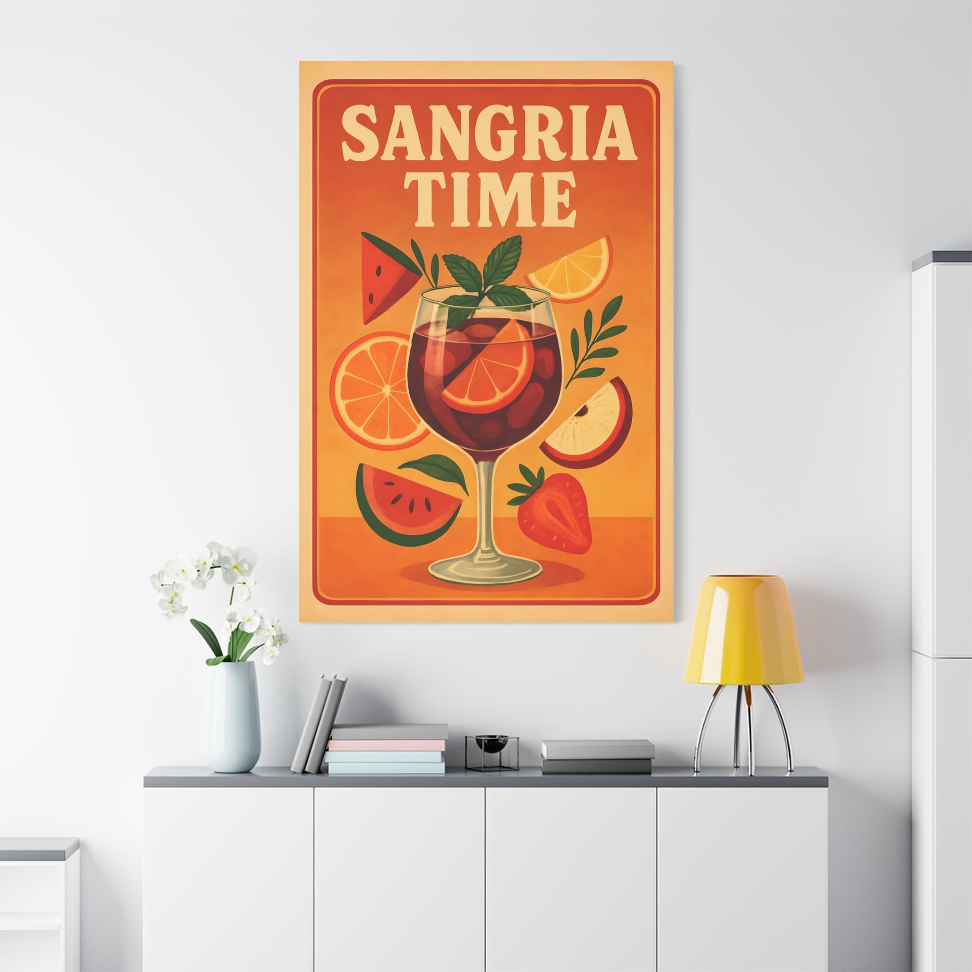 Sangria Time Canvas Art Print, Vibrant Wall Decor, Summer Home Decor, Drink Theme Art, Kitchen Wall Art, Gift for Wine Lovers