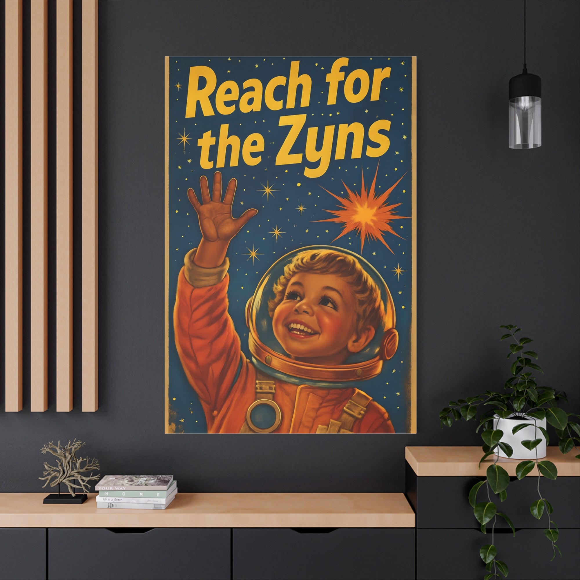 Vintage College Degenerate Art Canvas Print, Astronaut Kid Wall Decor, Retro Art, Gift for College Room Decoration